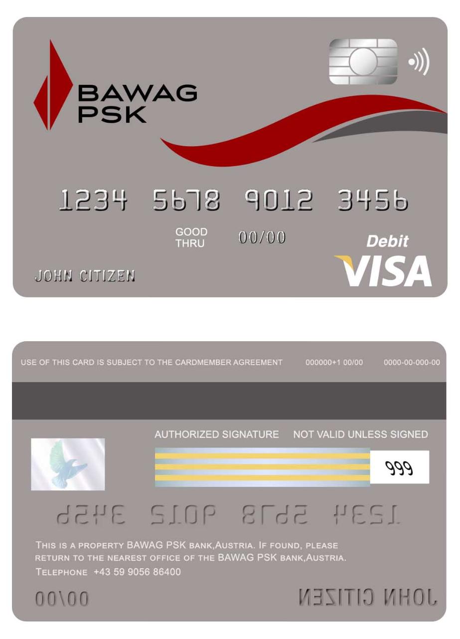 Austria Bawag PSK bank visa card